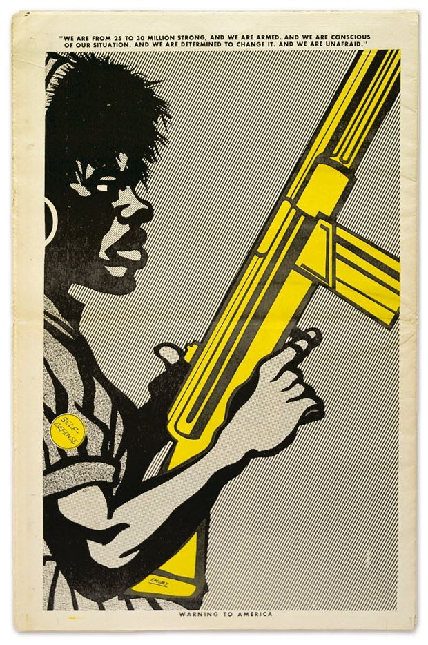 Cartaz criado pelo artista Emory Douglas para os militantes dos Panteras Negras