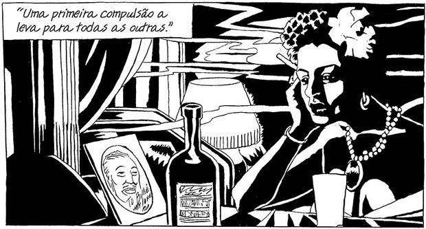 Desenho do livro em quadrinhos 'Billie Holiday', de Carlos Sampayo e Jos Muoz