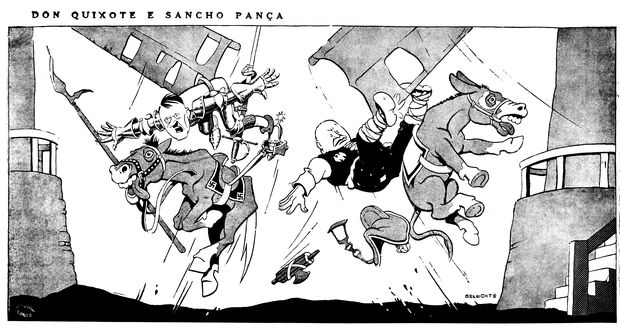 Belmonte satiriza Hitler e Mussolini, comparando-os a personagens de Cervantes