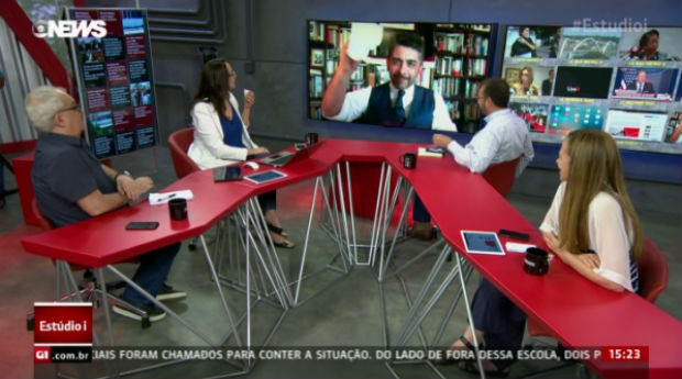 Ariel Palacios em transmisso no programa "Estdio i", da GloboNews