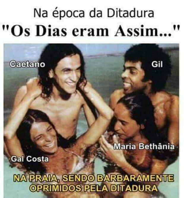 Caetano Veloso, Gilberto Gil, Gal Costa e Maria Bethânia em meme pró-Bolsonaro