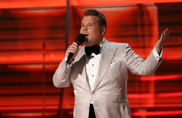 FILE PHOTO: Show host James Corden speaks at the 59th Annual Grammy Awards in Los Angeles, California, U.S. on February 12, 2017. REUTERS/Lucy Nicholson/File Photo ORG XMIT: TOR335