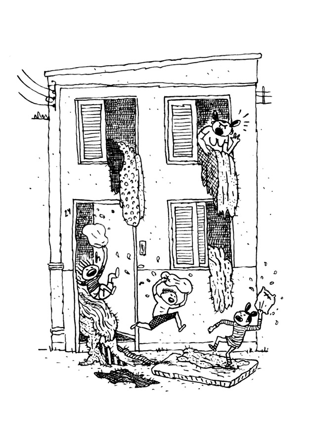 Desenho de Rafael Sica no livro "Fachadas", da Lote 42