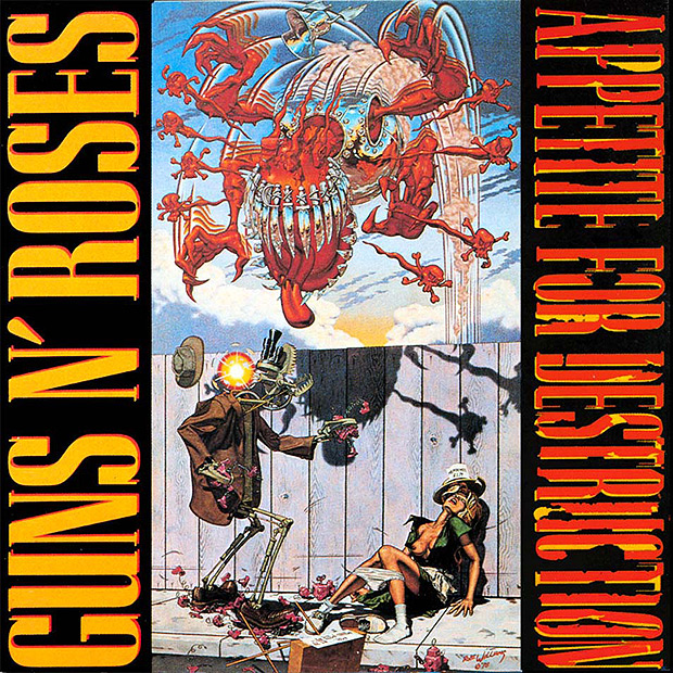 Capa do lbum "Appetite for Destruction", lanado em 1987, do Guns N' Roses