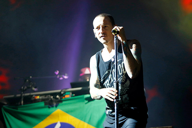 Chester Bennington, lder do Linkin Park, durante show em Belo Horizonte, em 2014
