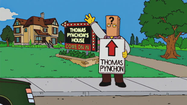 Representao de Thomas Pynchon em 'Os Simpsons'; personagem seria dublado pelo prprio autor