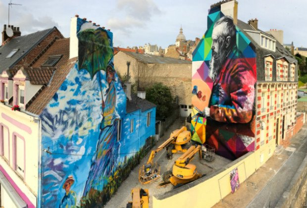 Novo mural do Kobra retrata o pintor francs Claude Monet em cidade da Frana