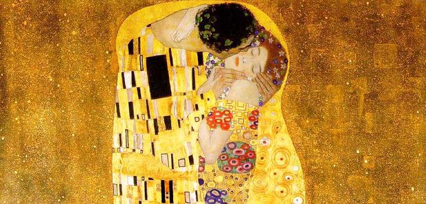 A obra 'O Beijo', de Gustav Klimt, capa do 12 volume da Coleo Folha O Mundo da Arte