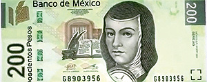 Cédula de 200 pesos mexicanos (cerca de R$ 34) traz a efígie de Sor Juana Inés de la Cruz