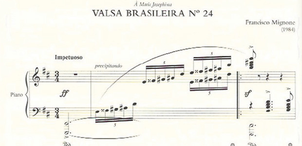 Detalhe de partitura que integra o livro 'Valsas Brasileiras'