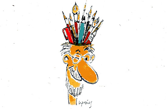 Auto-retrato do cartunista Claudius Ceccon, um dos cinco fundadores de "O Pasquim"