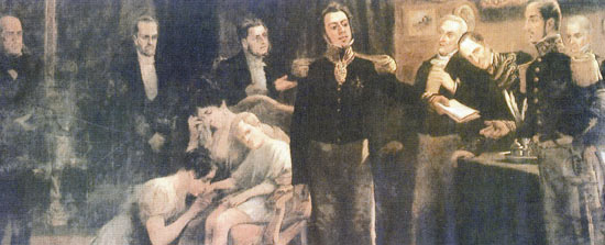 Na tela de Aurlio de Figueiredo (c. 1890, d. Pedro 1 entrega a carta de abdicao
