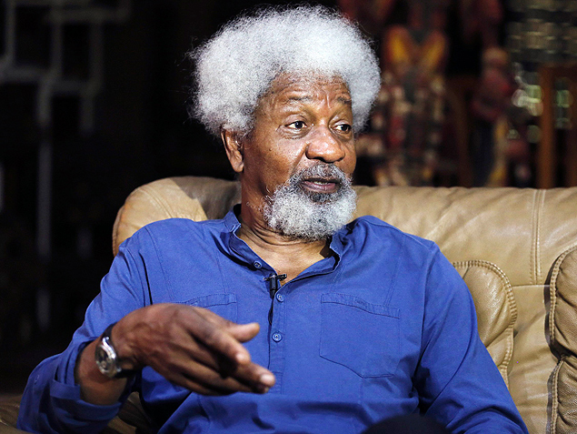 Nigerian Literature Nobel Laureate Wole Soyinka speaks during an interview with Reuters in his home in the southwest city of Abeokuta July 1, 2014. Nigeria is suffering greater carnage at the hands of Islamist group Boko Haram than it did during a secessionist civil war, yet this has ironically made the country's break-up less likely, oyinka said. Speaking to Reuters at his home surrounded by rainforest near the southwestern city of Abeokuta, Soyinka said the horrors inflicted by the militants had shown Nigerians across the mostly Muslim north and Christian south that sticking together might be the only way to avoid even greater sectarian slaughter. Picture taken July 1. To match Interview NIGERIA-SOYINKA/ REUTERS/Akintunde Akinleye (NIGERIA - Tags: POLITICS CIVIL UNREST SOCIETY) ORG XMIT: LAG05
