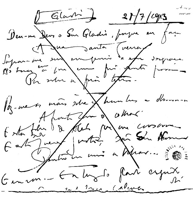 Manuscrito de "Gladio", de Fernando Pessoa