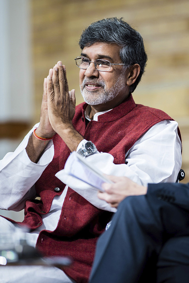 Kailash Satyarthi em um conferncia em Berlim em outubro deste ano