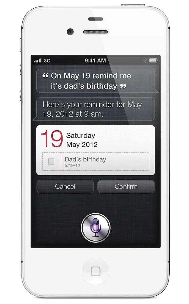 Tela do aplicativo Siri no iPhone 4S