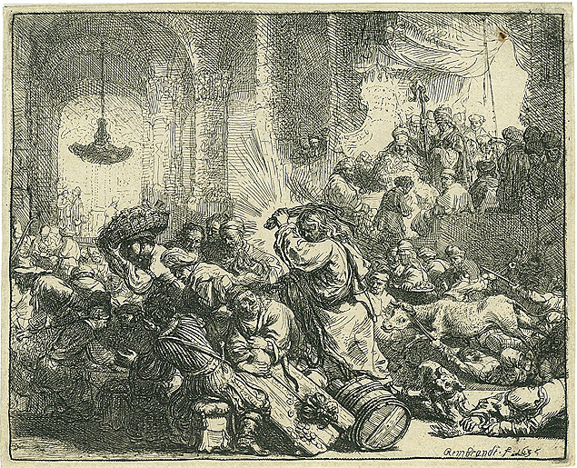 "Cristo Expulsando os Cambistas do Templo" (1635), de Rembrandt