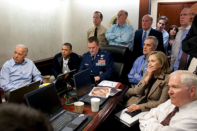 O vice-presidente americano, Joe Biden, o presidente, Barack Obama, e a ento secretria de Estado, Hillary Clinton, em foto de 1 de maio de 2011