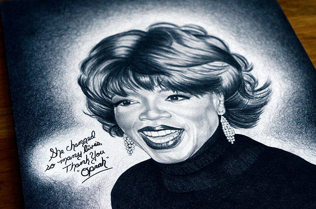 Desenho da apresentadora Oprah Winfrey no apartamento de John Mulligan’s em Nova York. O trabalho foi feito por Richard Matt