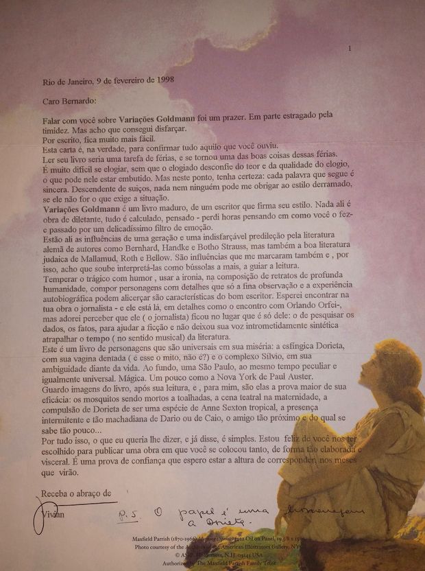 Carta de Vivian Wyler para Bernado Ajzenberg
