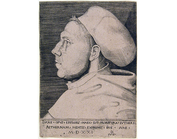 Retrato de Martinho Lutero com hbito de frei agostiniano, por Lucas Cranach