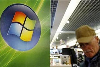 Homem caminha próximo à logo da Microsoft em loja na Bélgica; empresa recorre da proibição de vendas do editor de textos Word 