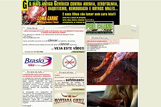 Site do Pró-Carne recebeu protesto de defensores dos animais; "recado" dos piratas virtuais remete a reportagens da *Folha Online*