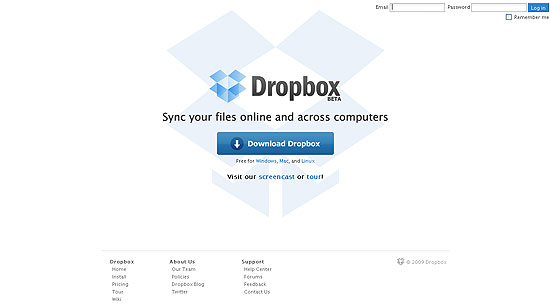 Tela do Dropbox
