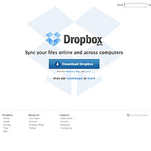 Tela do Dropbox, serviço de armazenamento on-line que teve falha de segurança