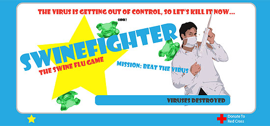 Jogo grátis "Swine Fighter", que circula na rede, convida internautas a combaterem a gripe suína