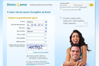 Site de romance focado em evangélicos Divino Amor, lançado pelo grupo francês Meetic, que também é proprietário do Par Perfeito