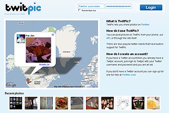 Tela do Twipic, um dos sites mais populares para compartilhar fotos no serviço de microblogs Twitter