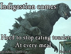 Post mais popular do Tumblr Godzilla Haiku, que faz poesia sobre imagens do monstro japons