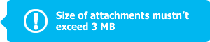 Size of attachments mustn't exceed 3 MB