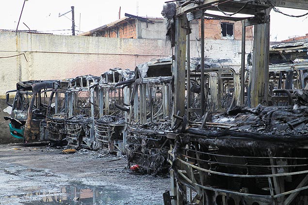 Police said that 23 of the buses were a total loss and 11 were partially burned