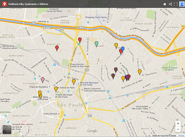 Mapa en el que se registran los delitos contra inmigrantes en la ciudad de So Paulo