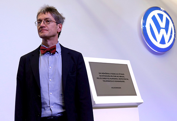 Christopher Kopper, a history professor at Germany's Bielefeld University, attends a ceremony during which he presented his study on Volkswagen's role in Brazil from 1964 to 1985
