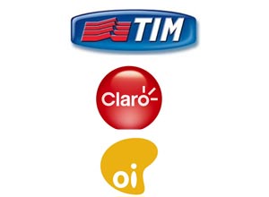 Logos de Tim, Claro e Oi, empresas que tiveram a venda de celulares suspensas