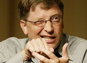 O presidente da Microsoft, Bill Gates, durante palestra na Universidade da Califrnia, em San Diego, nos EUA