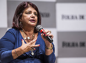A empresria Luiza Trajano durante sabatina promovida pela Folha, no Teatro Folha, em 2013