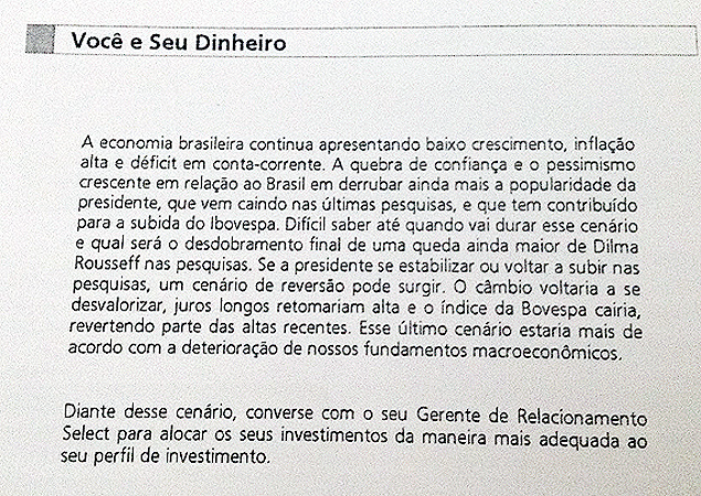 Sucesso de Dilma deteriora economia, diz Santander a clientes ricos