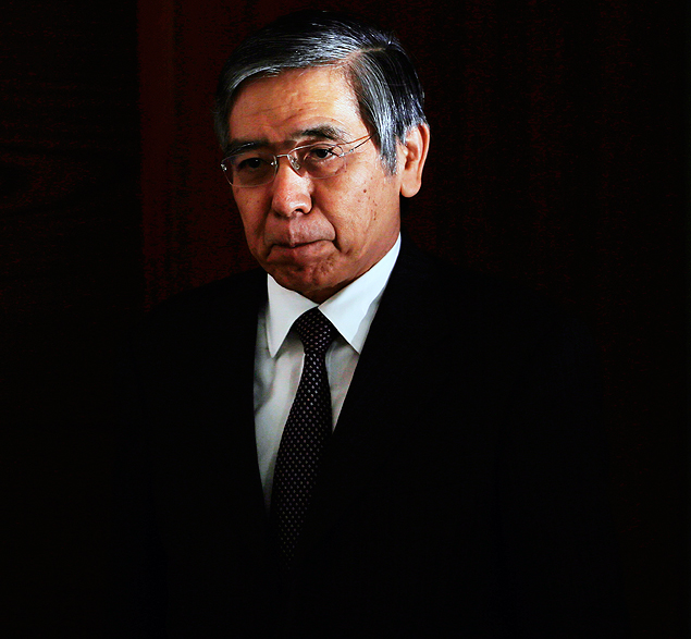 Presidente do banco central japons, Haruhiko Kuroda, em conferncia do BC em outubro