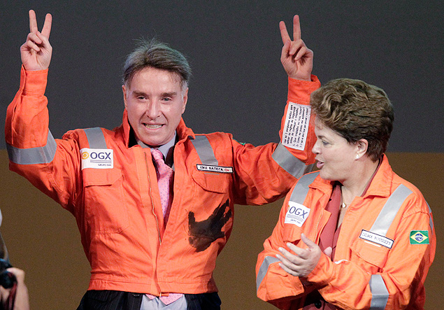 Eike comemora com Dilma o incio da produo de petrleo da OGX durante evento em So Joo da Barra (RJ) em 2012