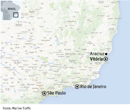 Mapa Explosão de návio plataforma Cidade de São Mateus, no município de Aracruz Espirito Santo