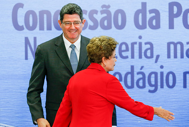 Dilma Rousseff e o ministro Joaquim Levy (Fazenda) no anncio do plano de concesses