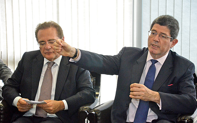 O ministro da Fazenda, Joaquim Levi se rene com o presidente do Senado, Renan Calheiros