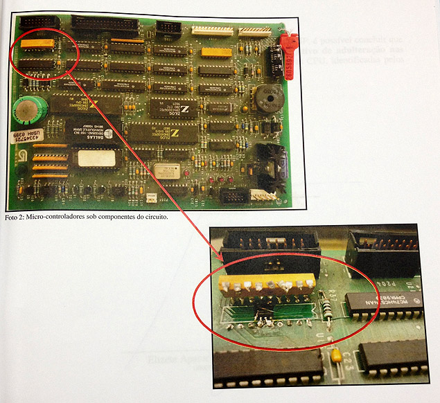 Fotos mostram microcontroladores escondidos sob componentes do circuito de bomba