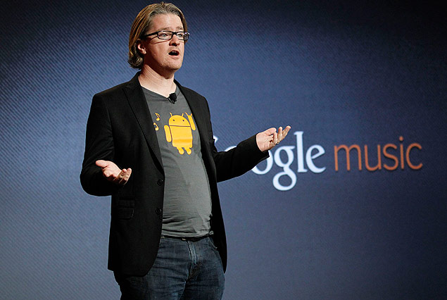 O diretor de Engenharia do Google, Chris Yerga, durante a apresentao do Google Music
