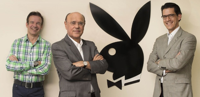 Sócios da nova 'Playboy' (esq. p/ dir.): André Sanseverino, publisher e vice-presidente; Marcos de Abreu, presidente; Edson de Oliveira, vice-presidente comercial