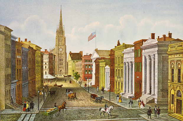 Wall Street, centro financeiro de Nova York (EUA) em 1847